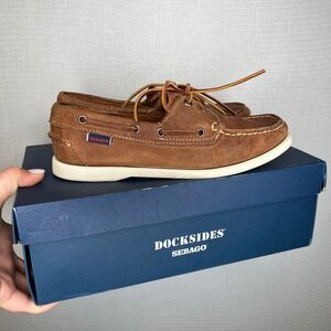 Sebago Docksides Portland Crazy Brown Tan Leather Boat Shoes 7001E40 Womens 9.5